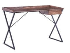 Beliani Psací stůl se zásuvkou 120 x 54 cm tmavé dřevo / černá NOXON
