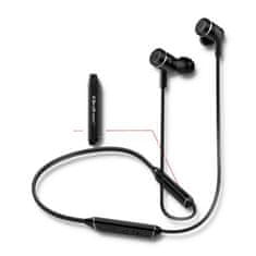 Qoltec Bezdrátová magnetická sportovní sluchátka do uší PREMIUM | BT | mikrofon | dlouhá životnost | Black