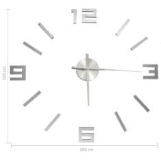 Vidaxl 3D nástěnné hodiny moderní design stříbrné 100 cm XXL