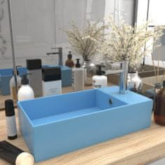 Vidaxl Koupelnové umyvadlo s přepadem keramické světle modré