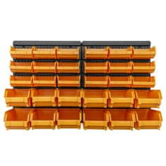 Vidaxl 32dílná sada úložných boxů s nástěnnými panely žlutá a černá