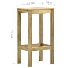Vidaxl Zahradní barové stoličky 2 ks impregnované borové dřevo