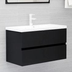 Greatstore 2dílný set koupelnového nábytku černý dřevotříska