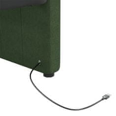 Greatstore Válenda s USB tmavě zelená textil 90 x 200 cm
