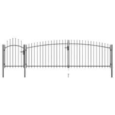 Greatstore Zahradní plotová brána s hroty 5 x 1,75 m černá