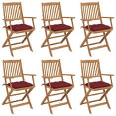 Greatstore Skládací zahradní židle 6 ks s poduškami masivní akáciové dřevo