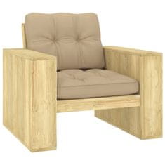 Vidaxl Zahradní židle s béžovými poduškami impregnovaná borovice
