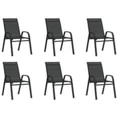 Vidaxl Stohovatelné zahradní židle 6 ks černé textilenová tkanina
