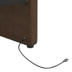 Greatstore Válenda s matrací a USB tmavě hnědá textil 90 x 200 cm