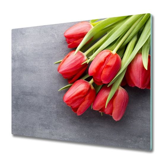 tulup.cz Skleněné deska do kuchyně Červené tulipány