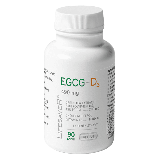 LifesaveR EGCG+D3 90 kapslí (490 mg)
