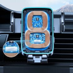 Joyroom Dual-Coil Vent držák na mobil do auta, Qi nabíječka 15W, černý