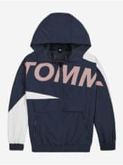 Tommy Hilfiger Bílo-modrá klučičí bunda s kapucí Tommy Hilfiger 104