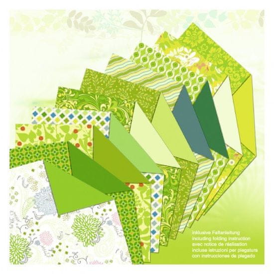 Duhová planeta Design papír zelený JADE 50 archů Rozměr: 10 x 10 cm