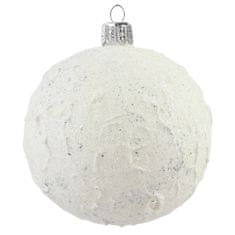 Decor By Glassor Vánoční baňka bílá s nepravidelnou texturou