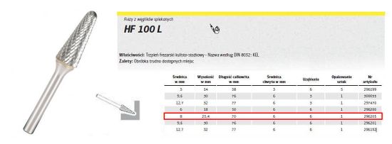 KLINGSPOR BIT KLINGSPOR PRO KOV HF 100 L FI = 8,0x25mm MANDREL
