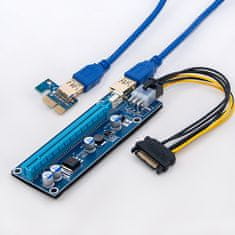 Qoltec PCI-E Riser 1x - 16x | USB 3.0 | ver. 009S | SATA / PCI-E 6 pinů