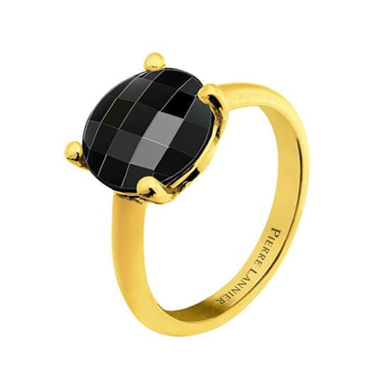 Pierre Lannier Pozlacený prsten s černým achátem Multiples BJ06A323