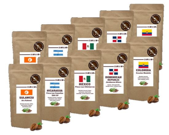 Káva Monro Degustační balíčky zrnkové kávy Arabiky po 100g