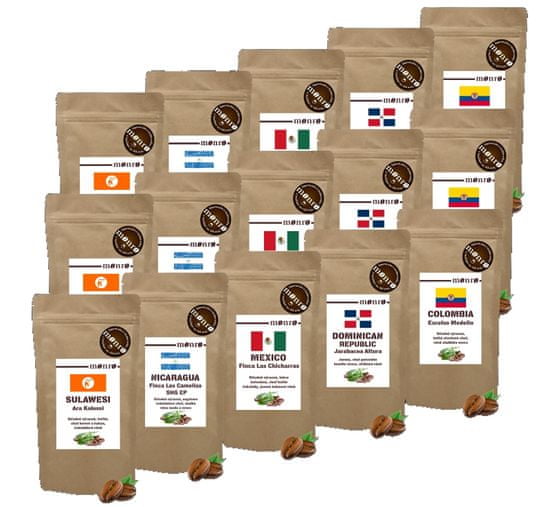 Káva Monro Degustační balíčky zrnkové kávy Arabiky po 100g