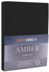 DecoKing Bavlněné jersey prostěradlo s gumou Amber černé, velikost 140-160x200+30