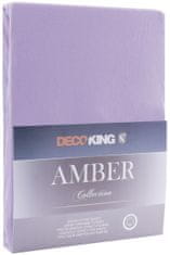 DecoKing Bavlněné jersey prostěradlo s gumou Amber fialové, velikost 120-140x200+30