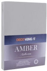 DecoKing Bavlněné jersey prostěradlo s gumou Amber ocelové, velikost 140-160x200+30