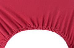 DecoKing Bavlněné jersey prostěradlo s gumou Amber tmavě červené, velikost 120-140x200+30