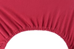 DecoKing Bavlněné jersey prostěradlo s gumou Nephrite tmavě červené, velikost 120-140x200+30