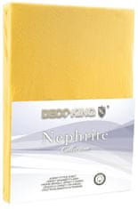DecoKing Bavlněné jersey prostěradlo s gumou Nephrite žluté, velikost 120-140x200+30