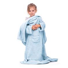 DecoKing Dětská deka s rukávy Lazy světle modrá, velikost 90x105