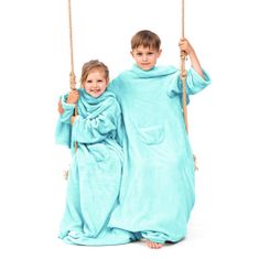 DecoKing Dětská deka s rukávy Lazy tyrkysová, velikost 90x105
