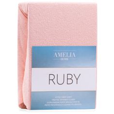 AmeliaHome Froté prostěradlo s gumou Ruby světlé růžové, velikost 140-160x200+30