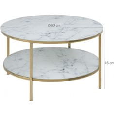Actona Konferenční kulatý stolek Alisma mramor bílý/zlatá