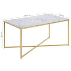 Actona Konferenční obdélníkový stolek Alisma mramor bílý/zlatá
