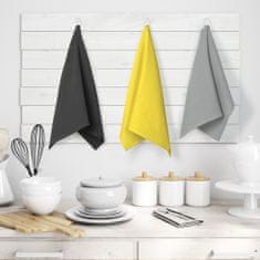 AmeliaHome Sada kuchyňských ručníků Letty Waffle - 3 ks šedá/žlutá, velikost 50x70