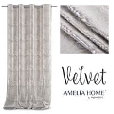 AmeliaHome Závěs Velvet Silver Leaves béžový, velikost 140x245