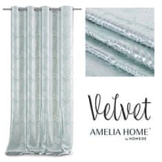 AmeliaHome Závěs Velvet Silver Leaves mátový, velikost 140x245
