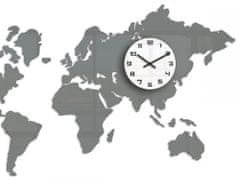 ModernClock 3D nalepovací hodiny Mapa světa šedé