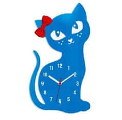 ModernClock Nástěnné hodiny Cat modré