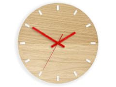 ModernClock Nástěnné hodiny Solo Wood hnědo-červené