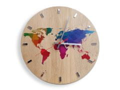 ModernClock Nástěnné hodiny World Wood hnědé