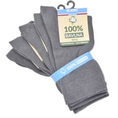 100% BAVLNA hladké jednobarevné unisex 100% bavlněné ponožky 91009 5-pack , šedá, 47-50