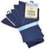 hladké jednobarevné unisex 100% bavlněné ponožky 91009 5-pack , modrá, 43-46