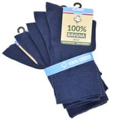 100% BAVLNA hladké jednobarevné unisex 100% bavlněné ponožky 91009 5-pack , modrá, 43-46