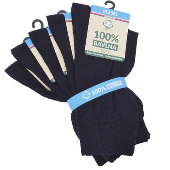 100% BAVLNA hladké jednobarevné unisex 100% bavlněné ponožky 91009 5-pack