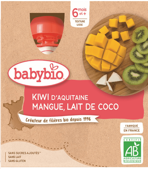 Babybio kiwi mango kokos 4x90 g