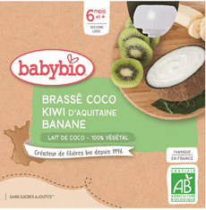 Babybio svačinka s kokosovým mlékem - kiwi a banán 4x85 g