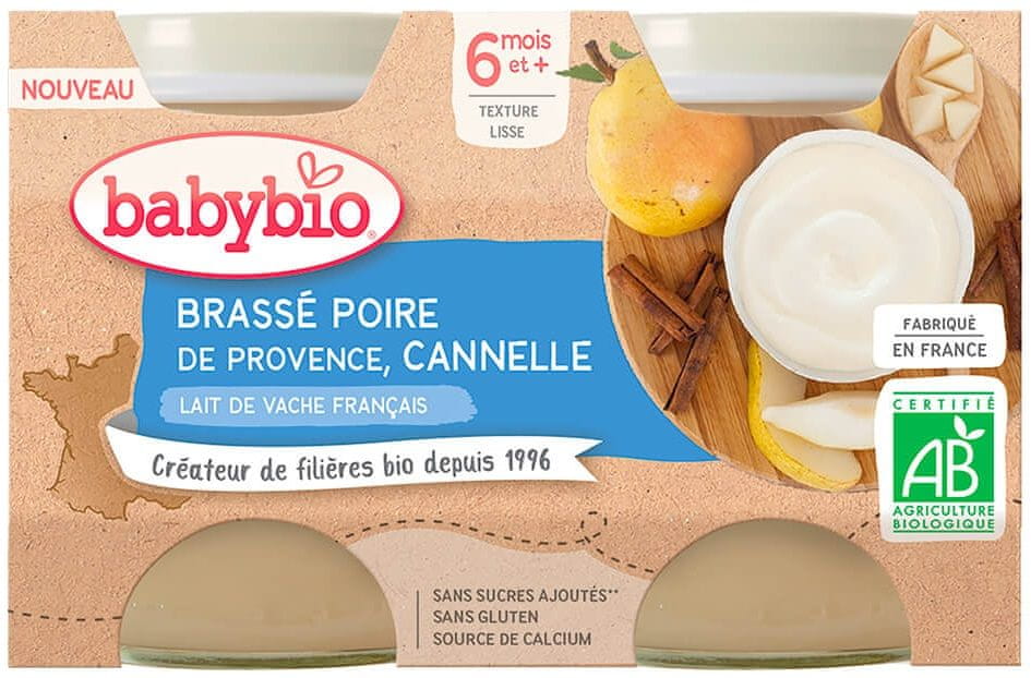 Levně Babybio Brassé hruška skořice 2x130 g