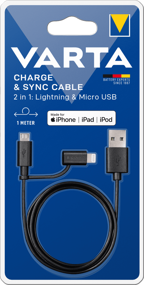 Levně Varta 2in1 Charge & Sync Cable MicroUSB + Lightning 57943101401